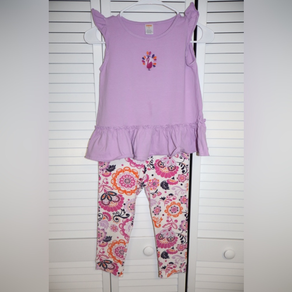 Gymboree Purple Top and Floral Leggings Set